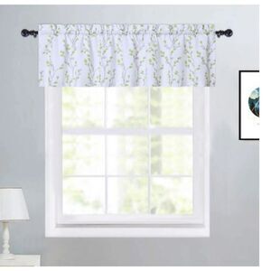 NEW 1 Curtain Valance 15x54” Floral Leaf Window Light Filtering